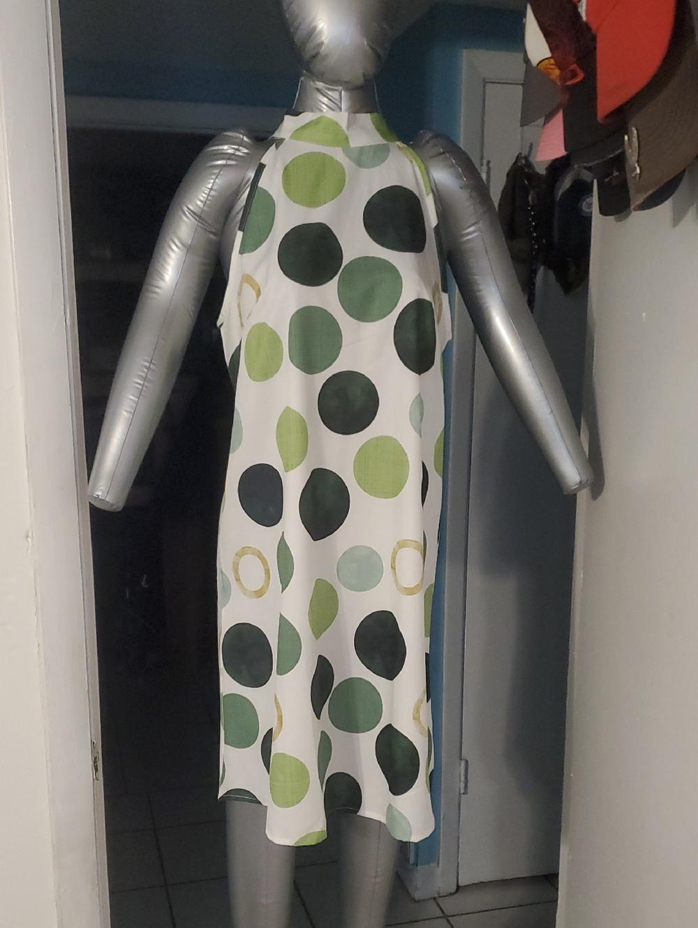 White W/green Circles Midi